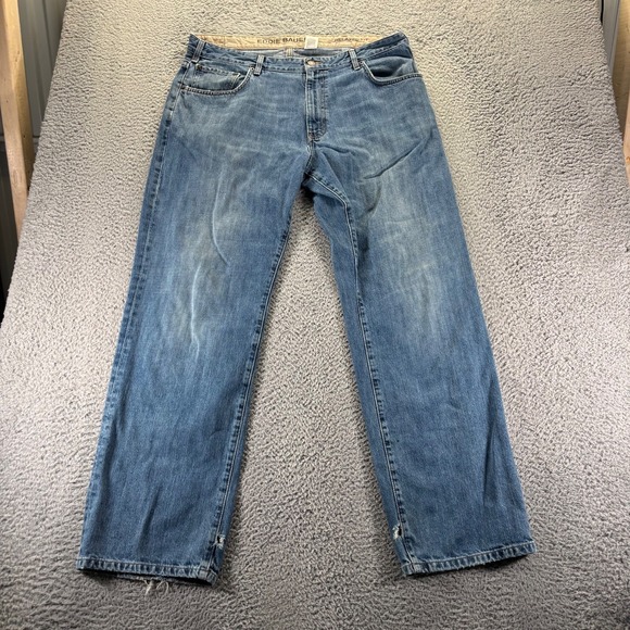 Eddie Bauer Jeans Mens 38x34 Blue Medium Wash Cotton Relaxed Fit Denim Workwear - Picture 1 of 9